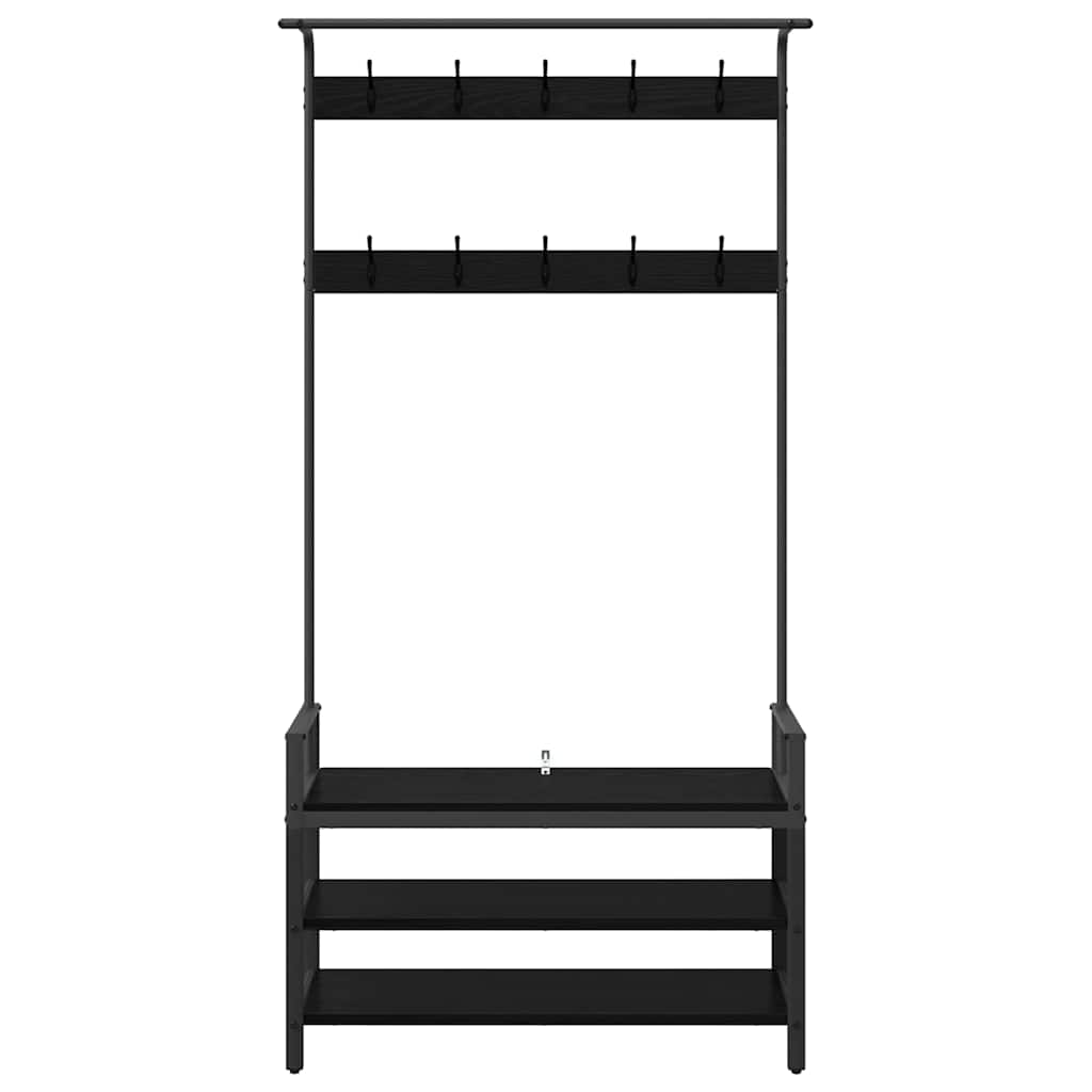 Garderobenständer Schwarz Eichen-Optik 95 x 34 x 184 cm
