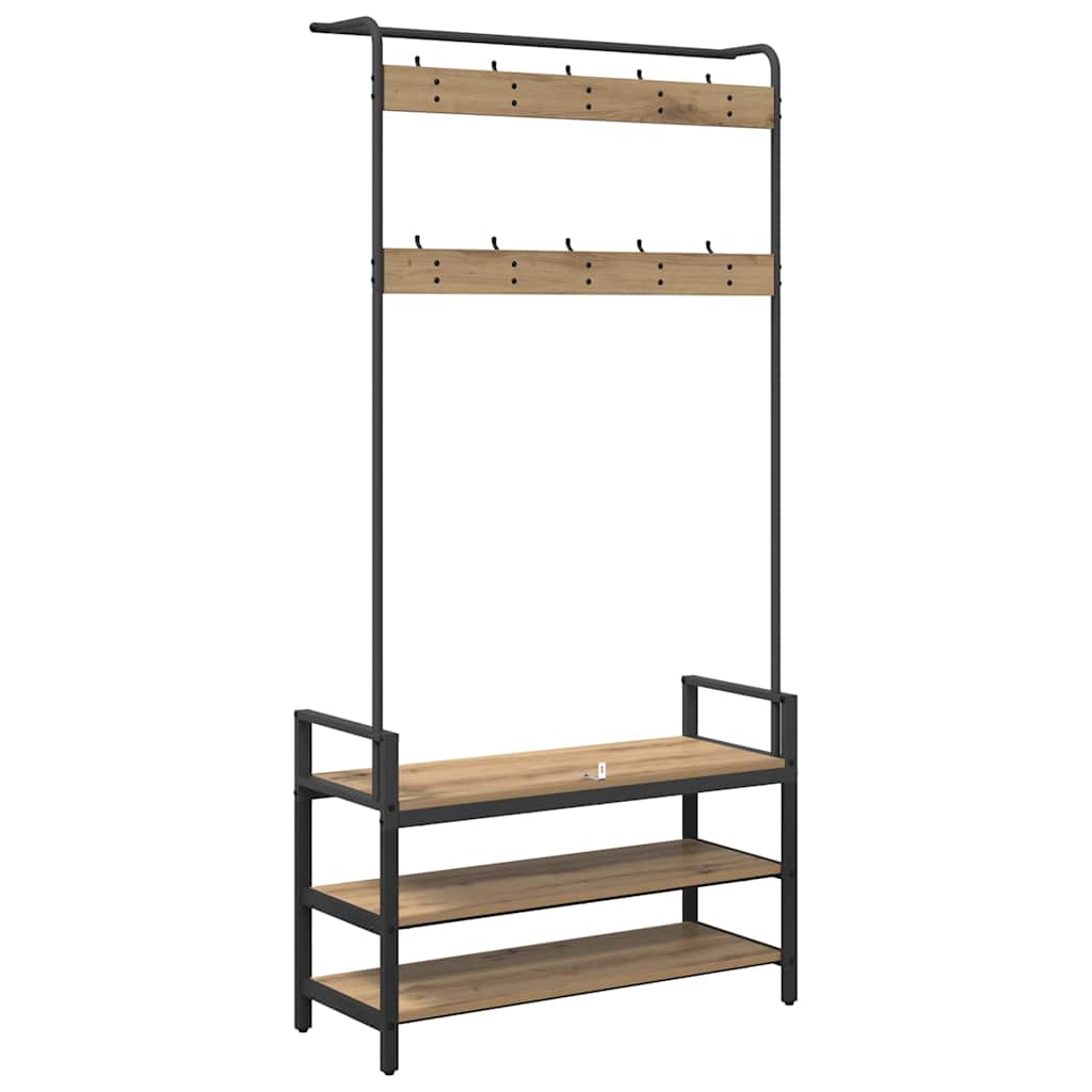 Garderobenständer Artisan-Eiche 95 x 34 x 184 cm Holzwerkstoff