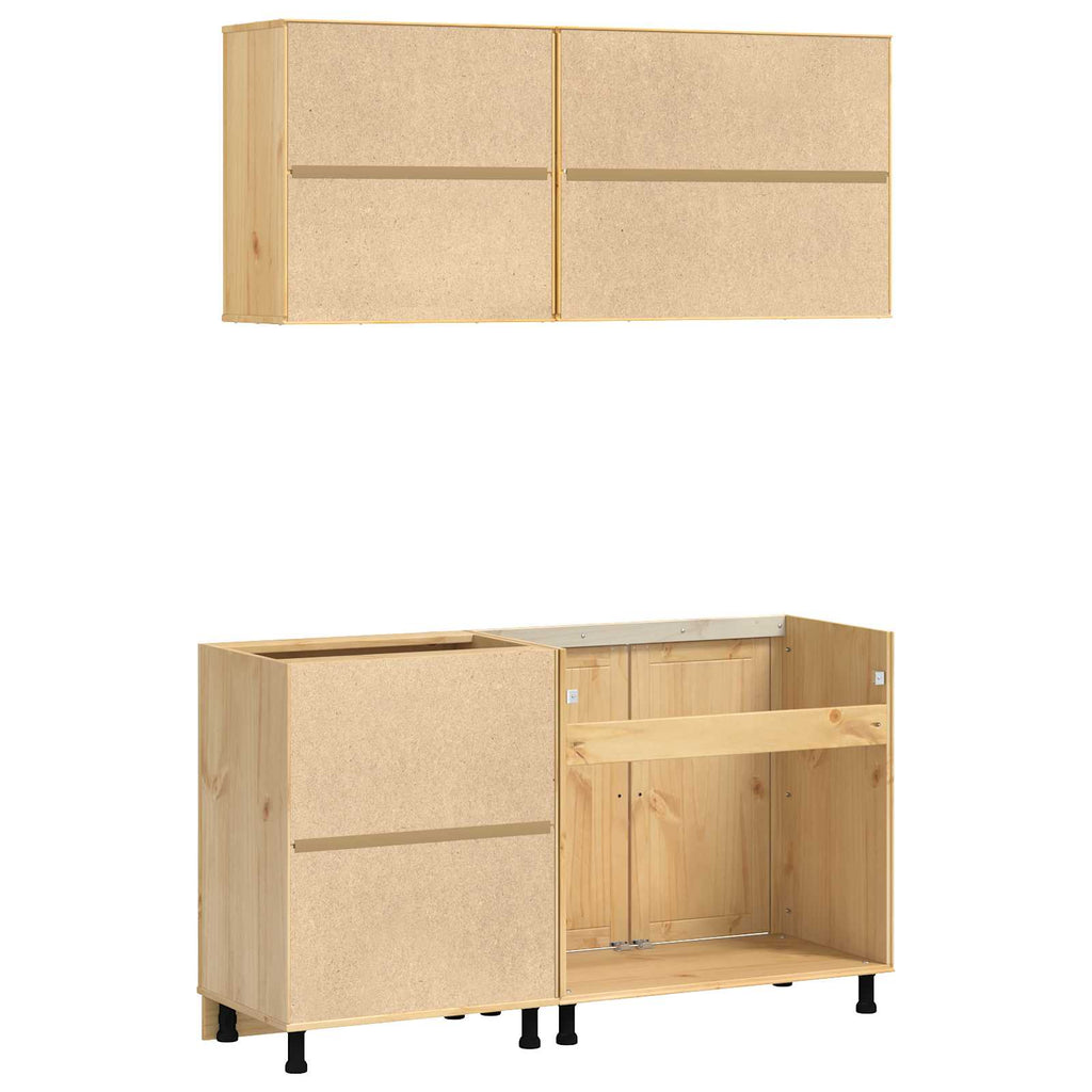 Schrank mit Regal SKI 4 pcs Honigbraun Massives Kiefernholz