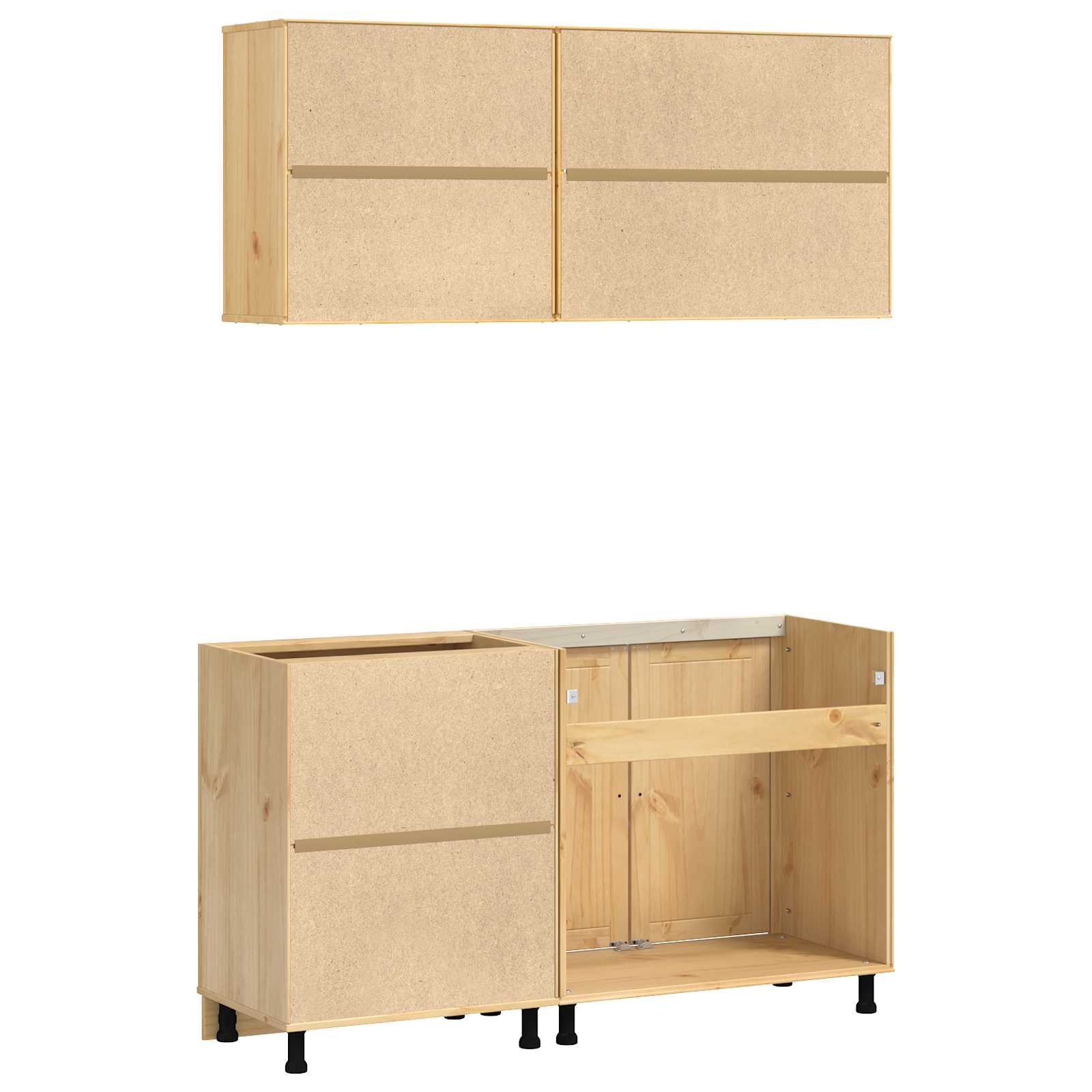 Schrank mit Regal SKI 4 pcs Honigbraun Massives Kiefernholz