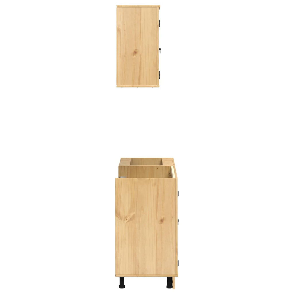 Schrank mit Regal SKI 4 pcs Honigbraun Massives Kiefernholz