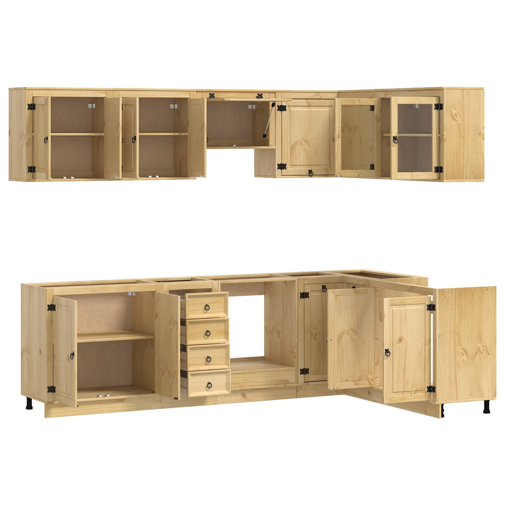 Schrank mit Regal SKI 10 pcs Honigbraun Massives Kiefernholz