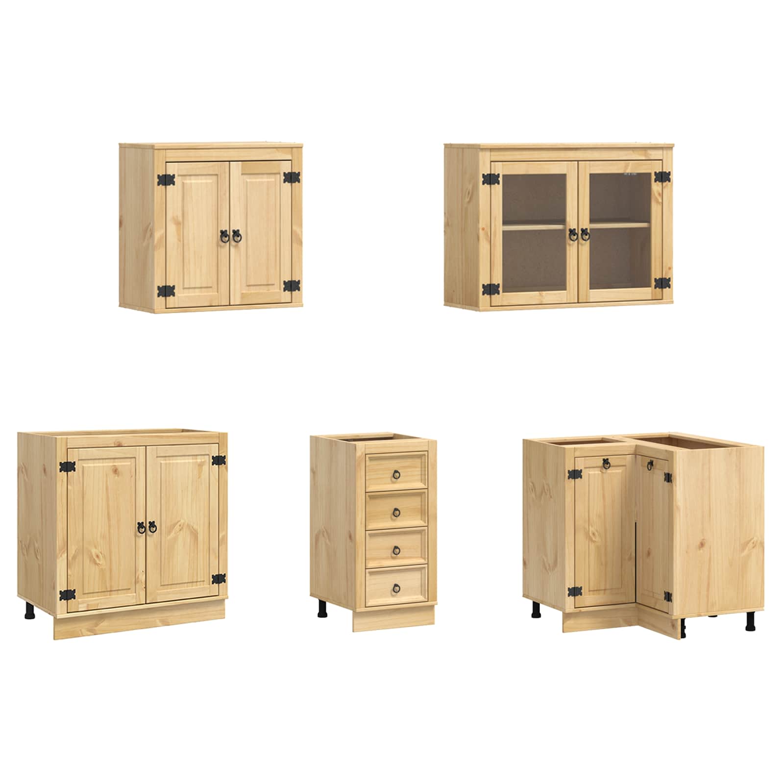 Schrank mit Regal SKI 10 pcs Honigbraun Massives Kiefernholz