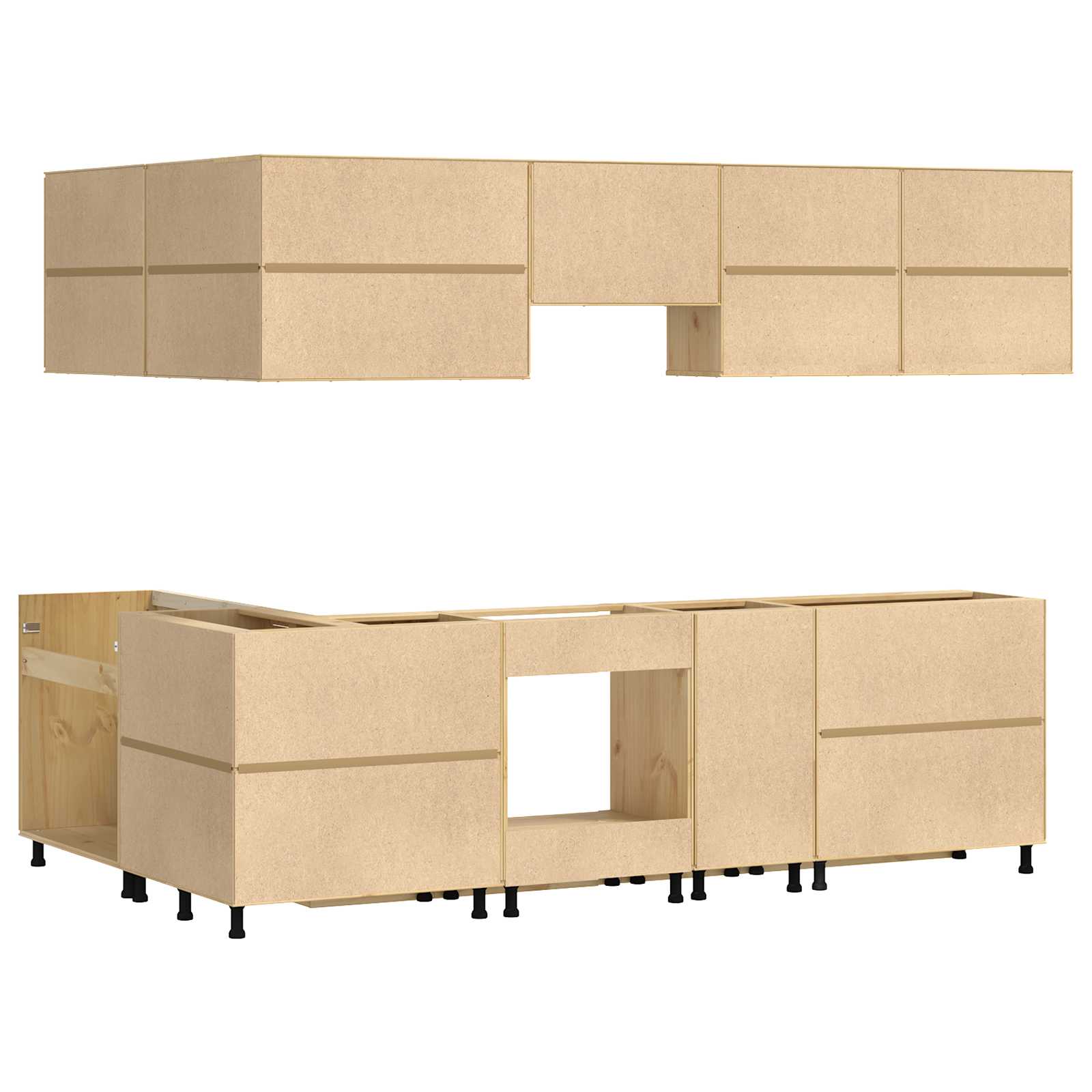 Schrank mit Regal SKI 10 pcs Honigbraun Massives Kiefernholz