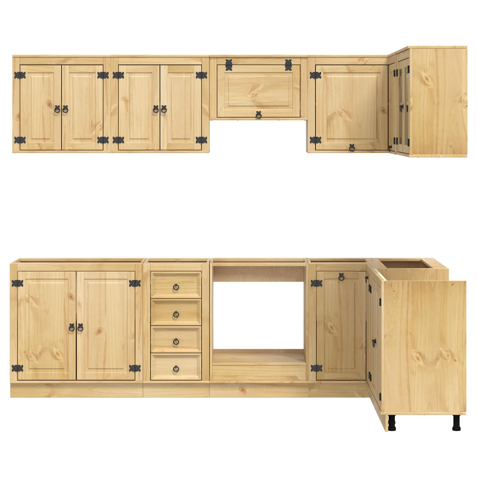 Schrank mit Regal SKI 10 pcs Honigbraun Massives Kiefernholz
