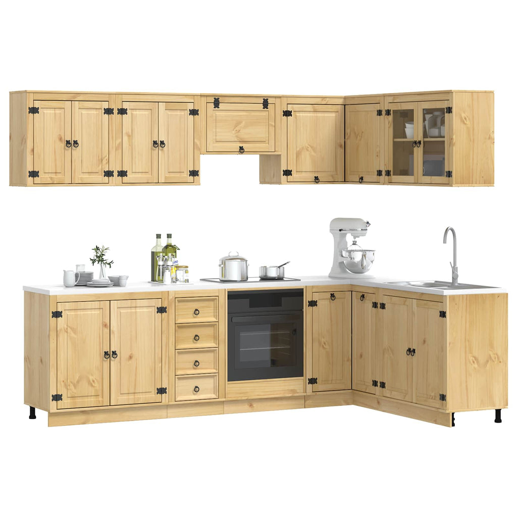 Schrank mit Regal SKI 10 pcs Honigbraun Massives Kiefernholz