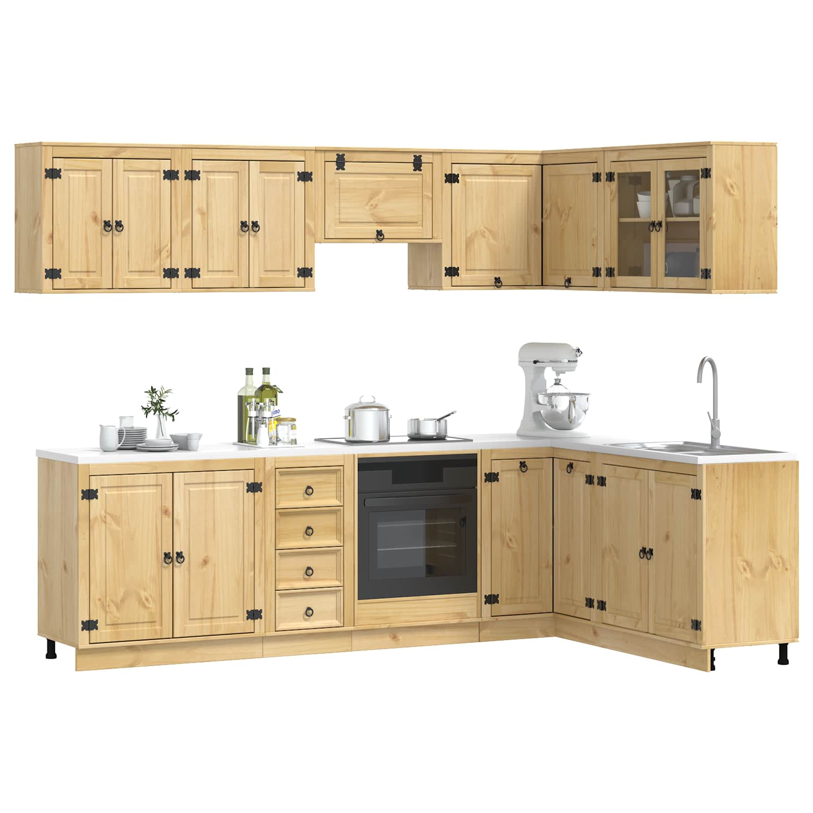 Schrank mit Regal SKI 10 pcs Honigbraun Massives Kiefernholz