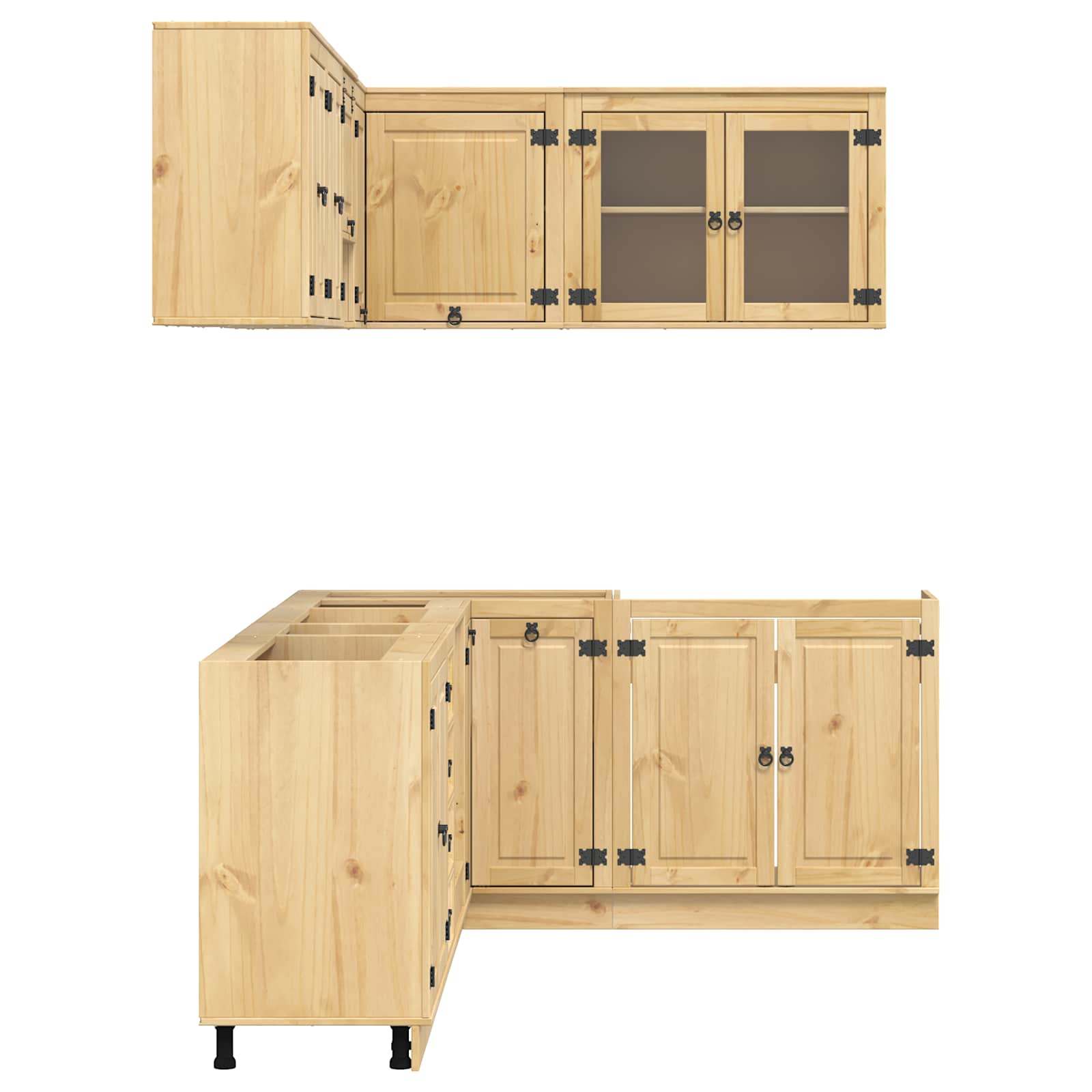 Schrank mit Regal SKI 10 pcs Honigbraun Massives Kiefernholz