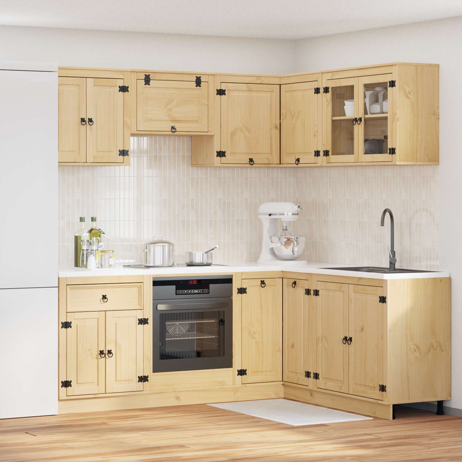 Schrank mit Regal SKI 8 pcs Honigbraun Massives Kiefernholz