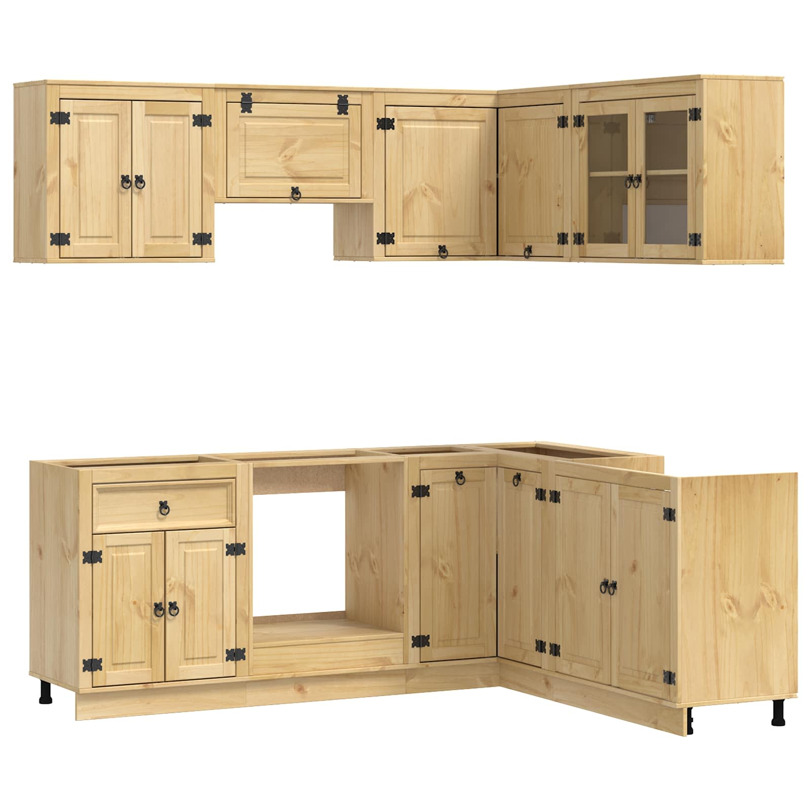 Schrank mit Regal SKI 8 pcs Honigbraun Massives Kiefernholz