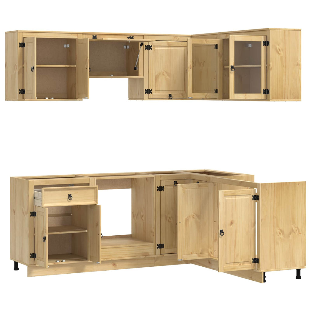 Schrank mit Regal SKI 8 pcs Honigbraun Massives Kiefernholz