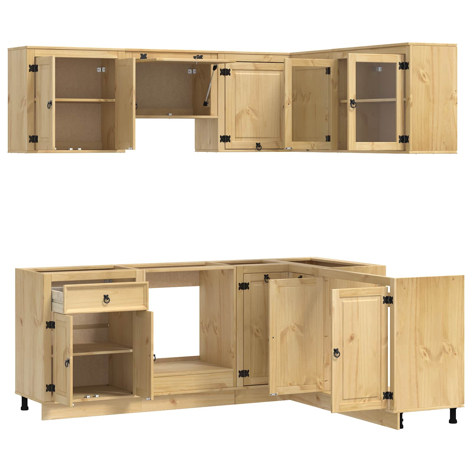 Schrank mit Regal SKI 8 pcs Honigbraun Massives Kiefernholz
