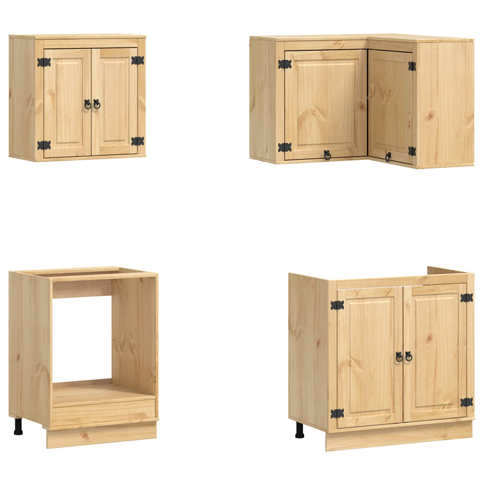 Schrank mit Regal SKI 8 pcs Honigbraun Massives Kiefernholz