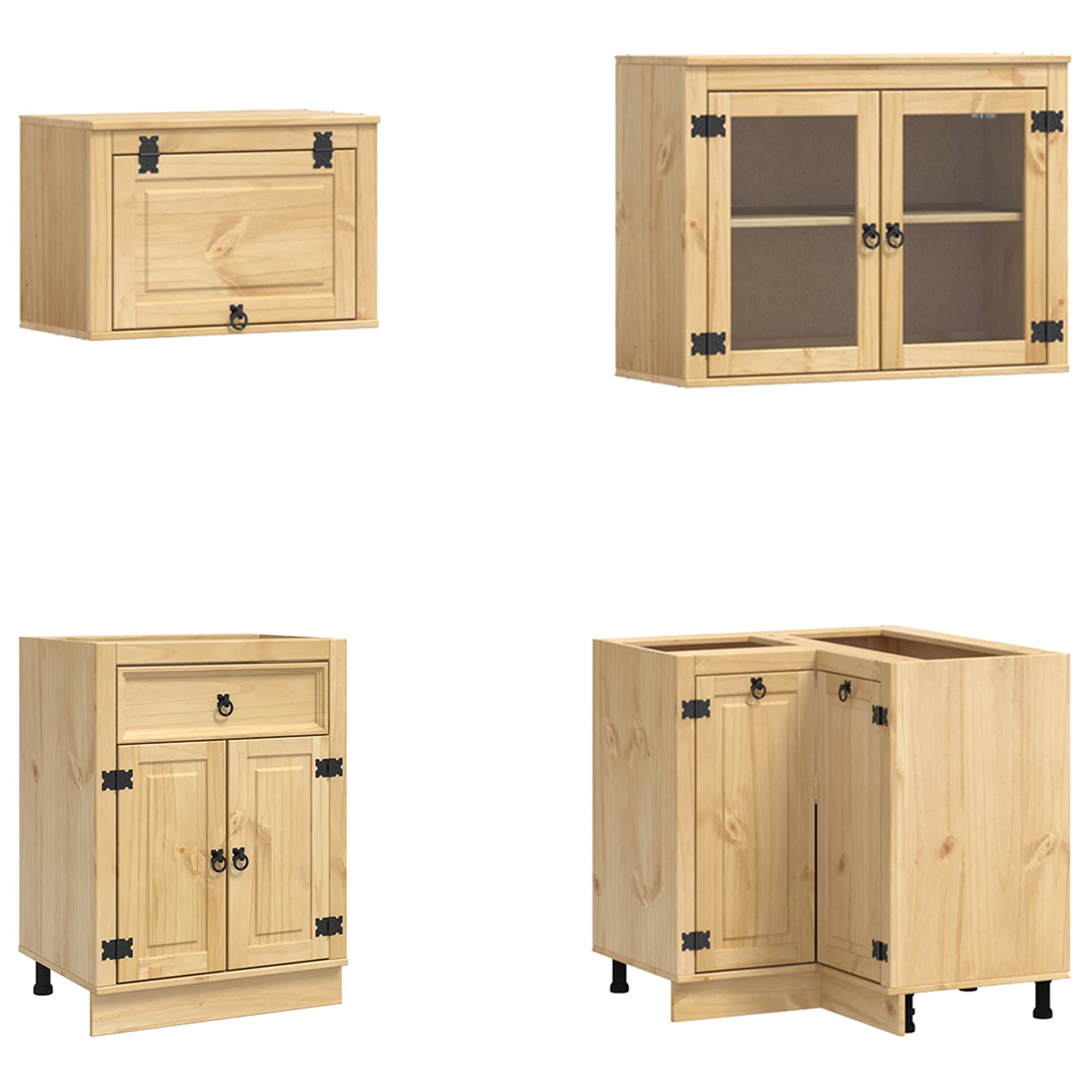 Schrank mit Regal SKI 8 pcs Honigbraun Massives Kiefernholz