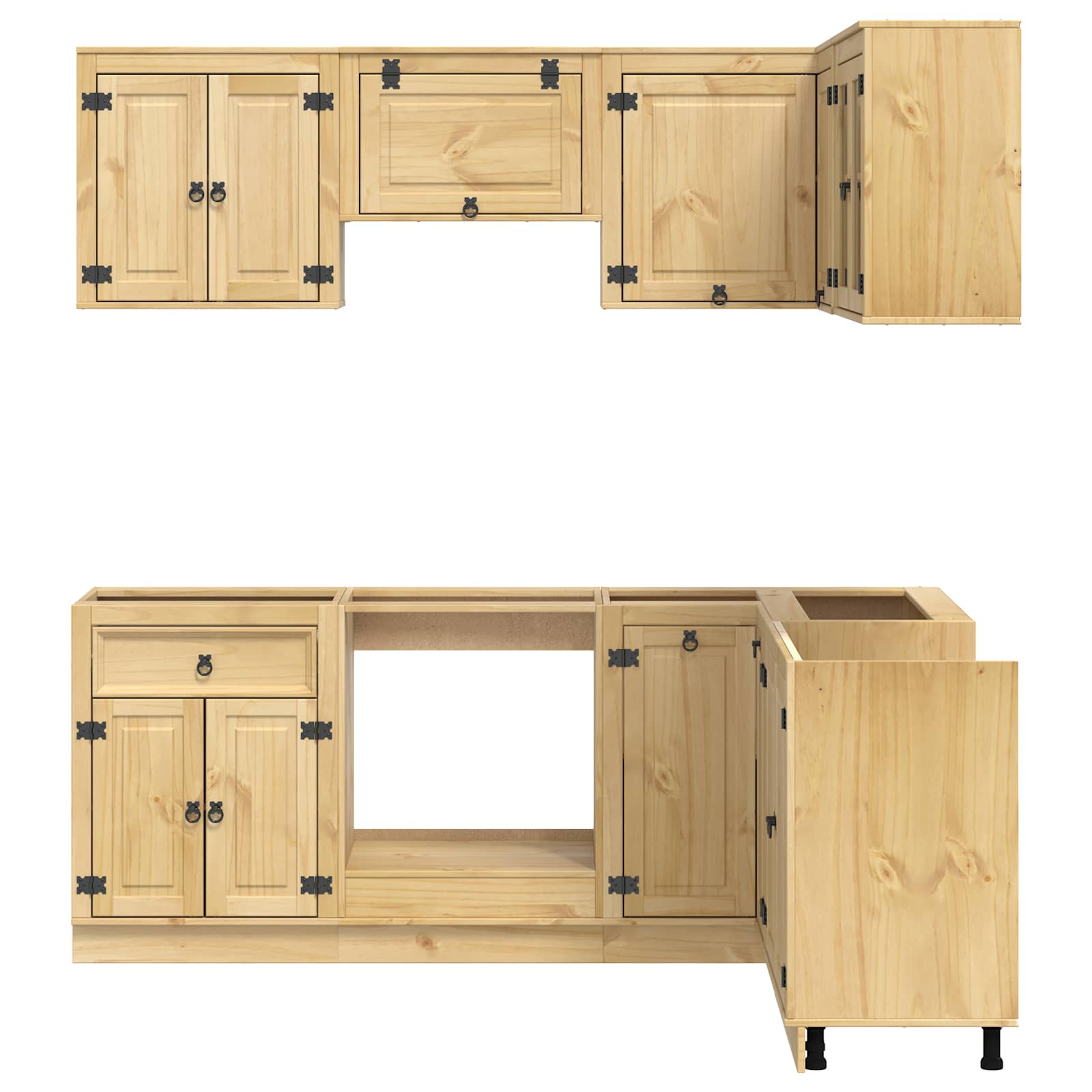 Schrank mit Regal SKI 8 pcs Honigbraun Massives Kiefernholz