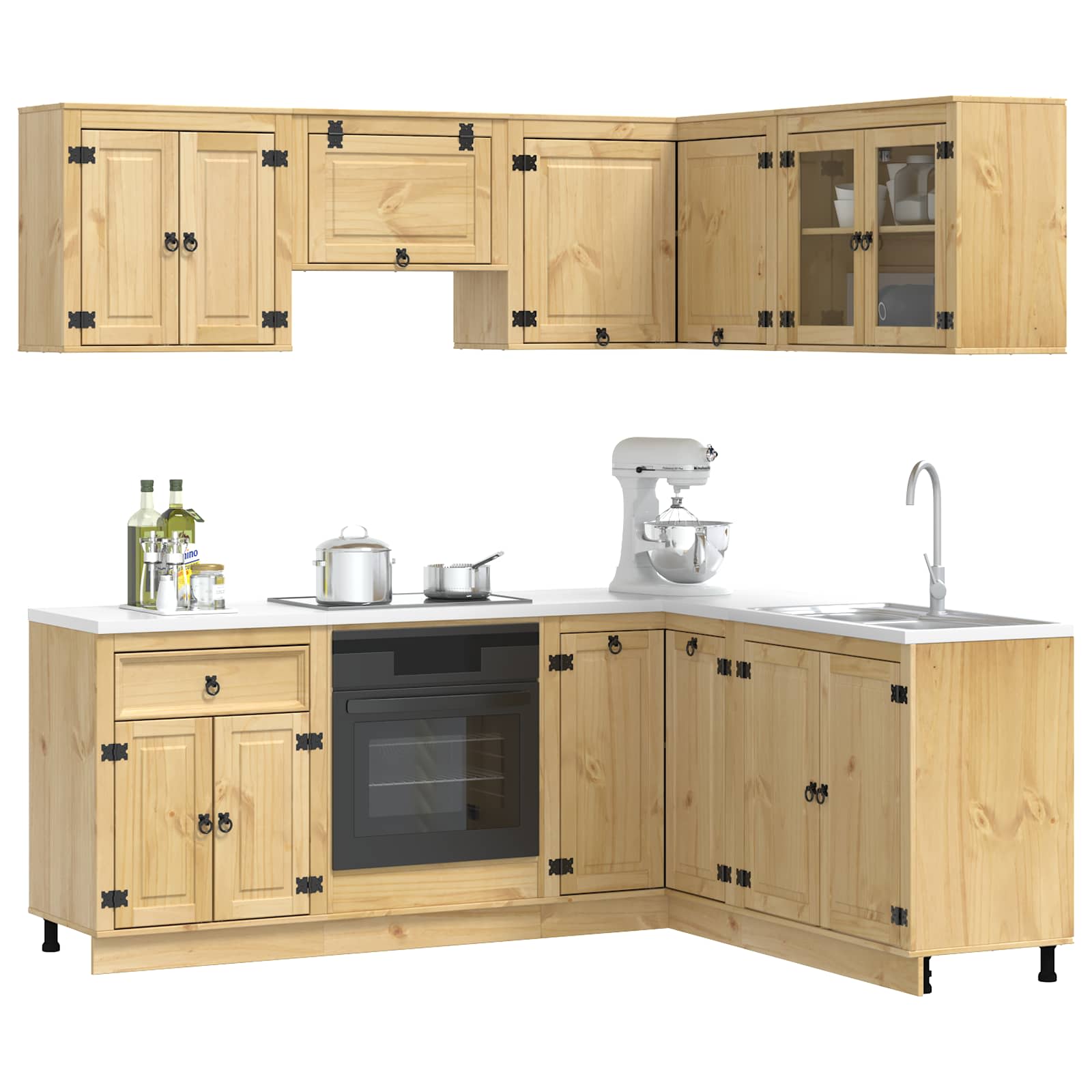 Schrank mit Regal SKI 8 pcs Honigbraun Massives Kiefernholz