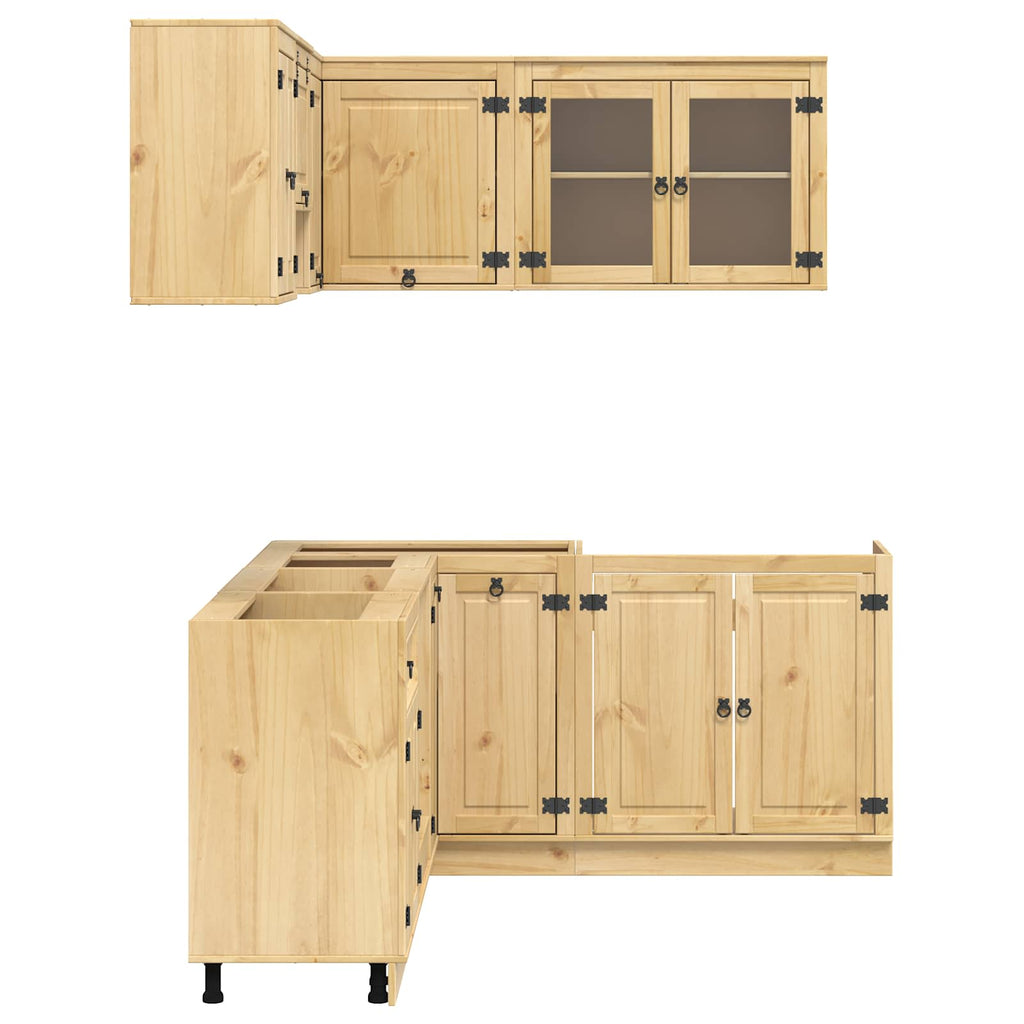 Schrank mit Regal SKI 8 pcs Honigbraun Massives Kiefernholz