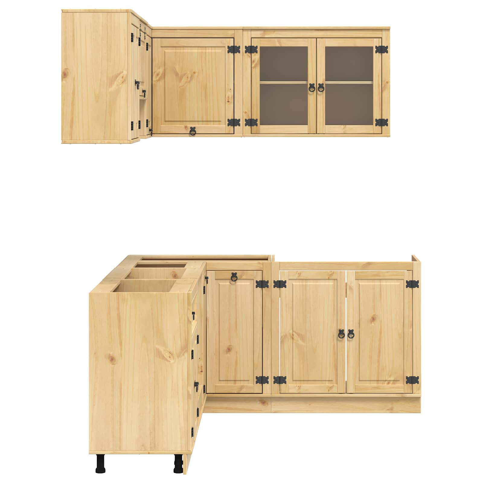 Schrank mit Regal SKI 8 pcs Honigbraun Massives Kiefernholz