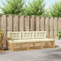 Outdoor-Sofagarnitur mit Kissen 3 pcs Weiß und Creme Polyester