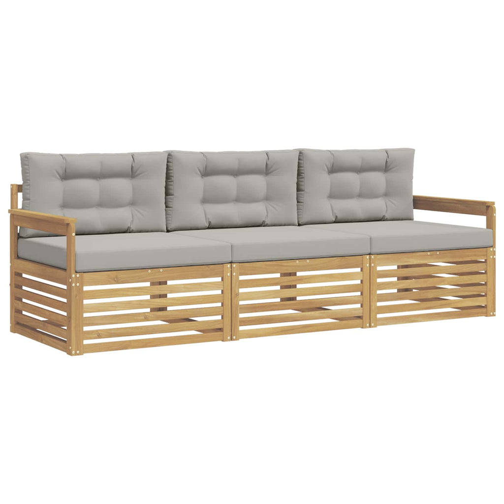 Outdoor-Sofagarnitur 3 pcs Weiß und Hellgrau Polyester