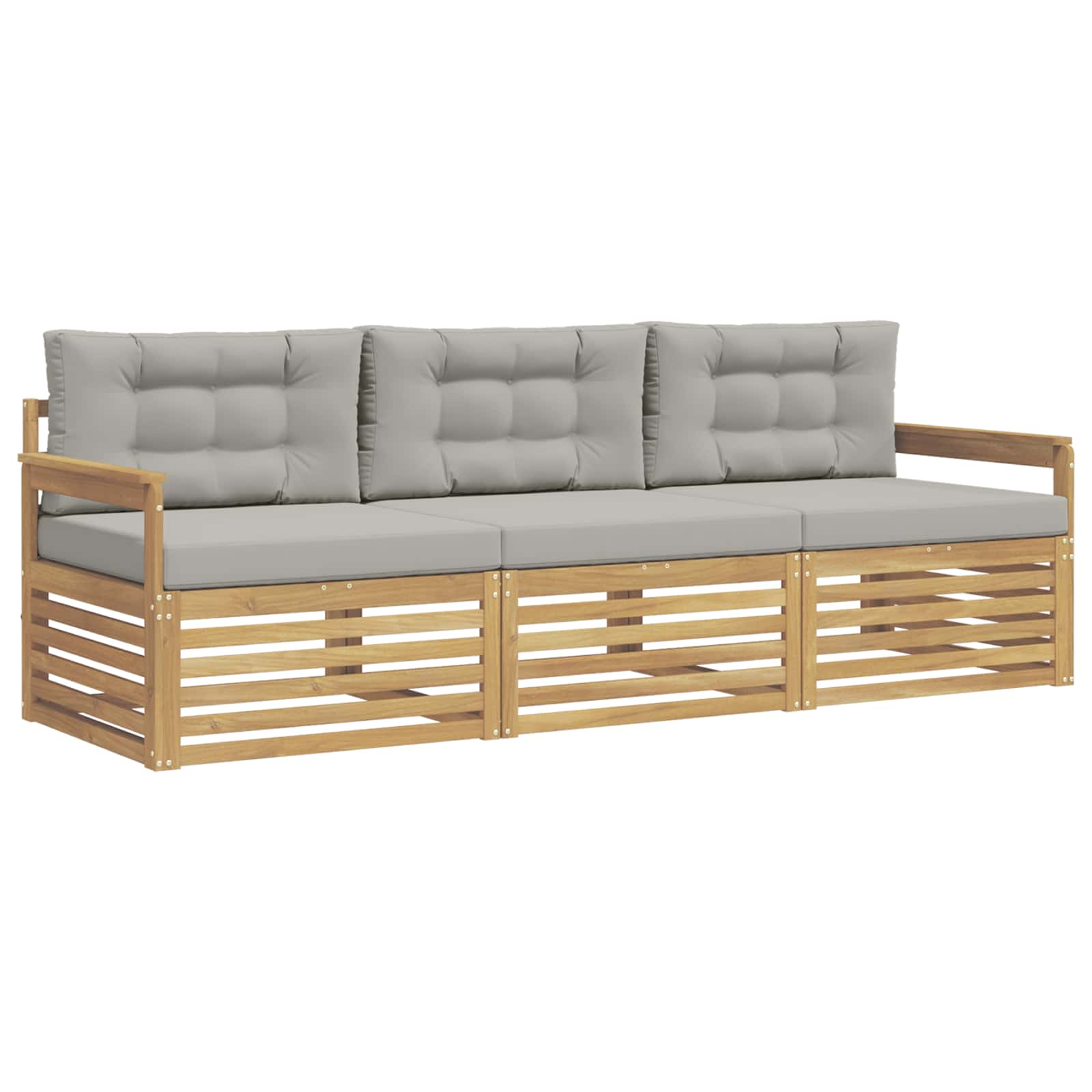 Outdoor-Sofagarnitur 3 pcs Weiß und Hellgrau Polyester