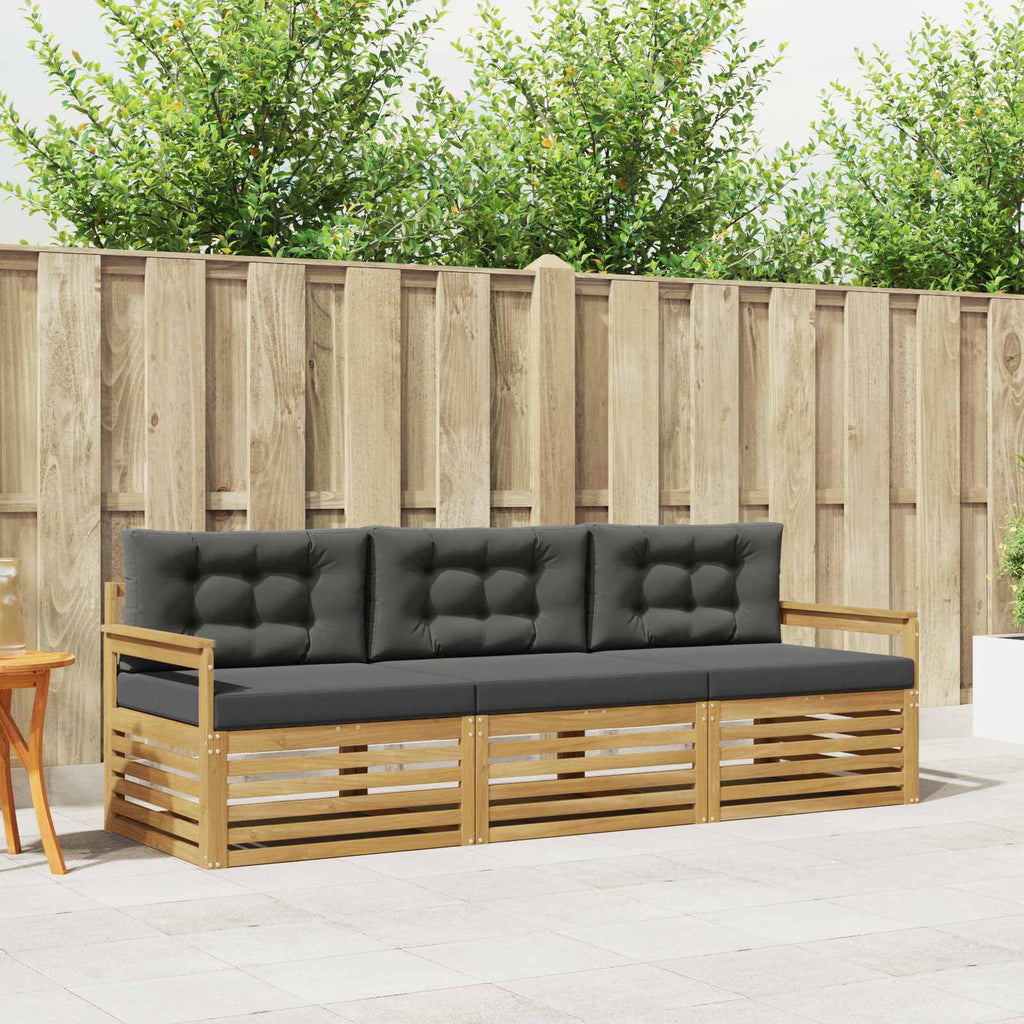 Outdoor-Sofagarnitur 3 pcs Weiß und Anthrazit Polyester