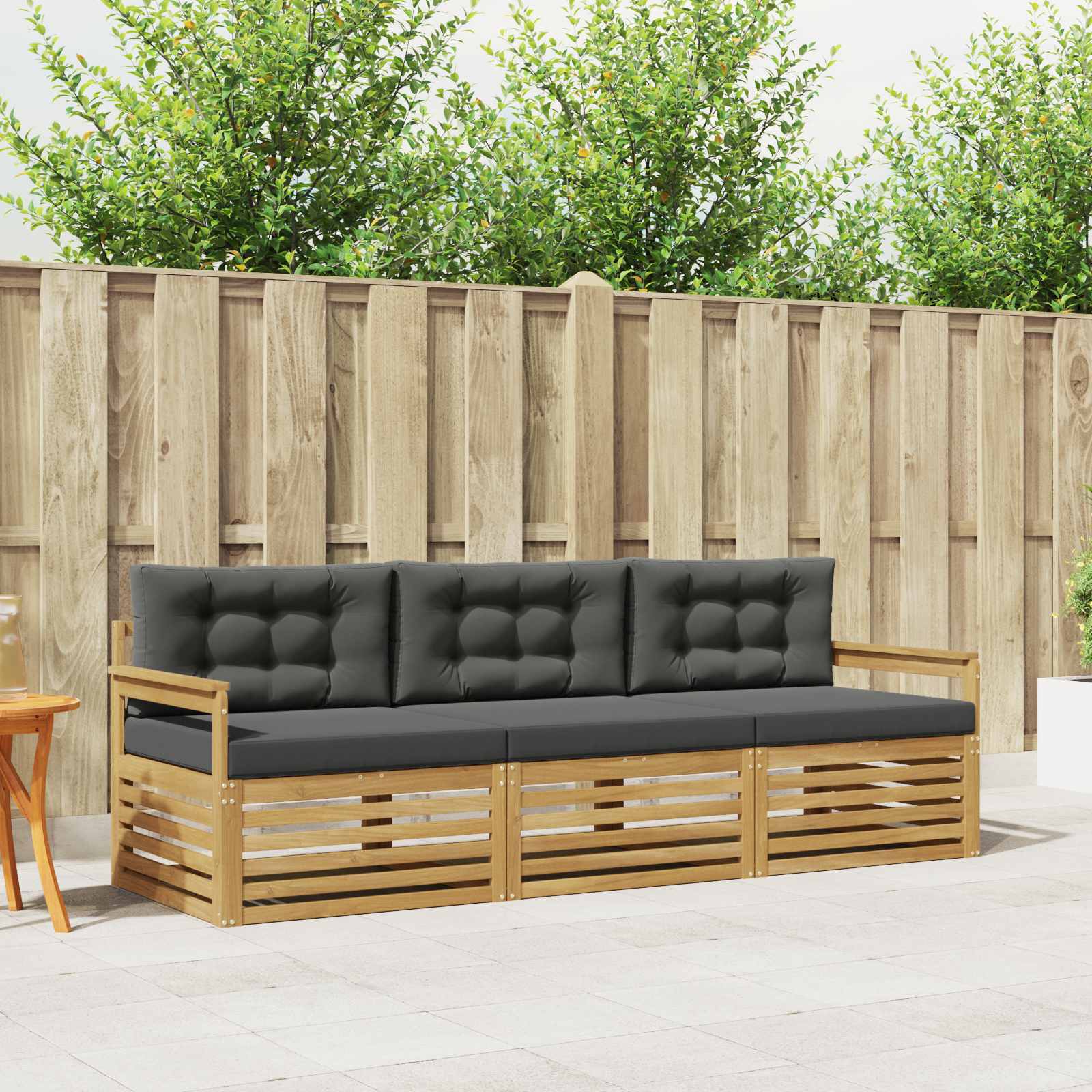 Outdoor-Sofagarnitur 3 pcs Weiß und Anthrazit Polyester