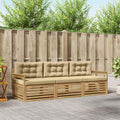 Outdoor-Sofagarnitur mit Kissen 3 pcs Weiß und Beige Polyester