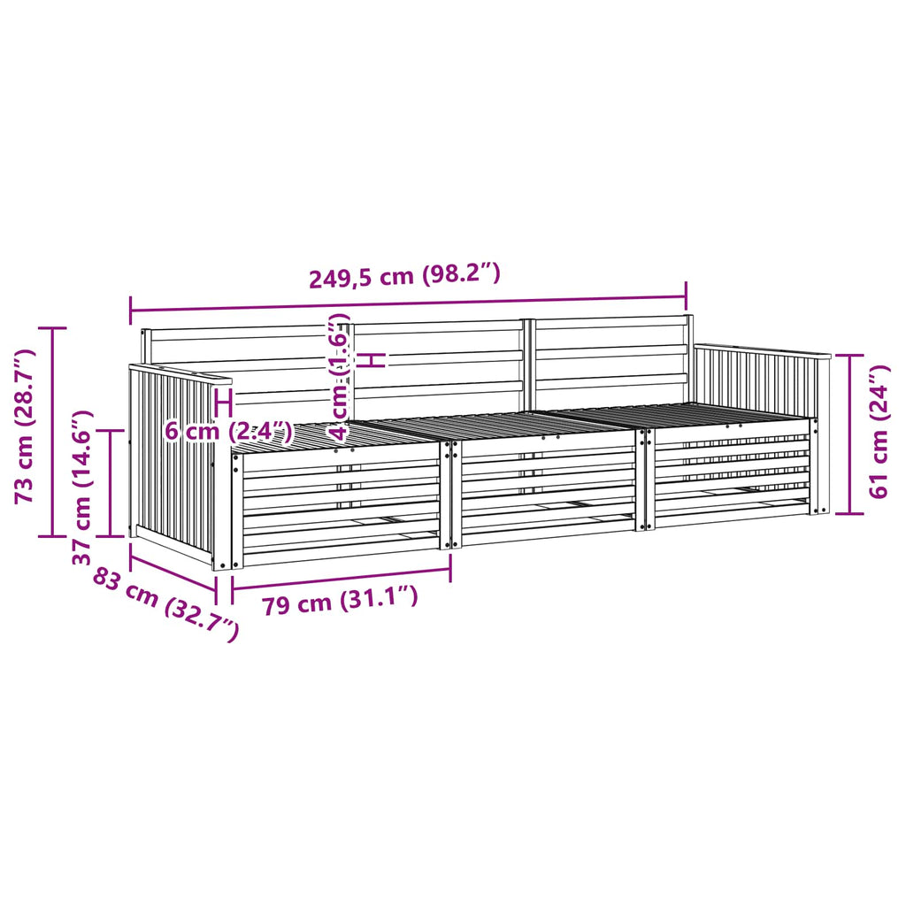 Outdoor-Sofagarnitur 3 pcs Weiß Massivholz Akazie