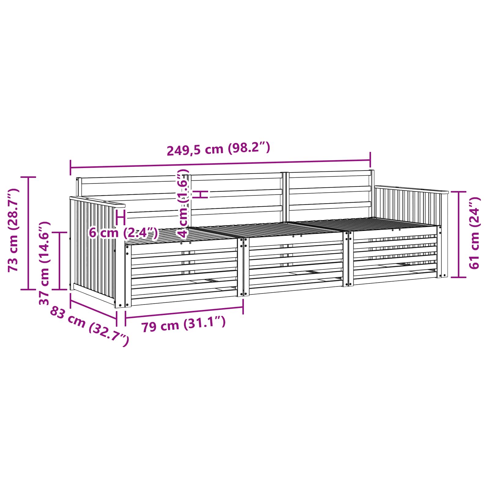 Outdoor-Sofagarnitur 3 pcs Weiß Massivholz Akazie