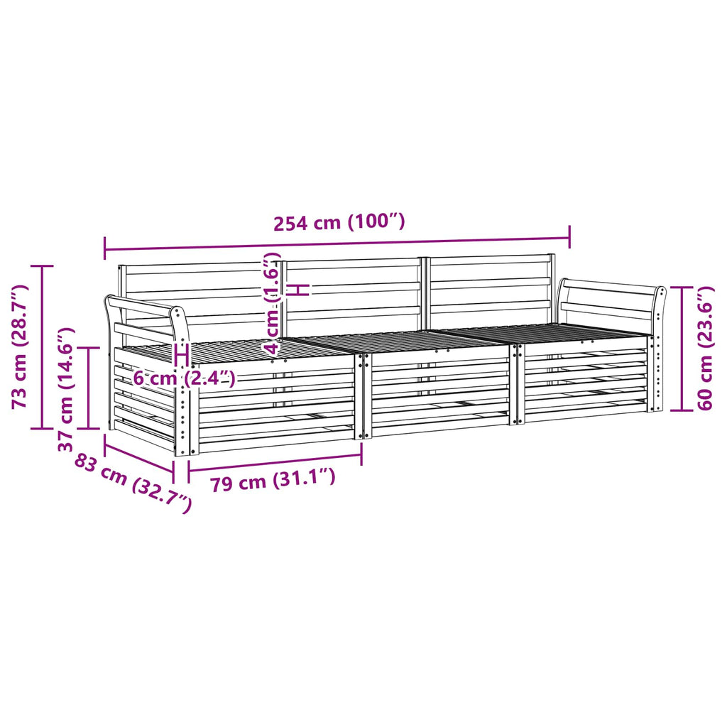 Outdoor-Sofagarnitur 3 pcs Weiß Massivholz Akazie