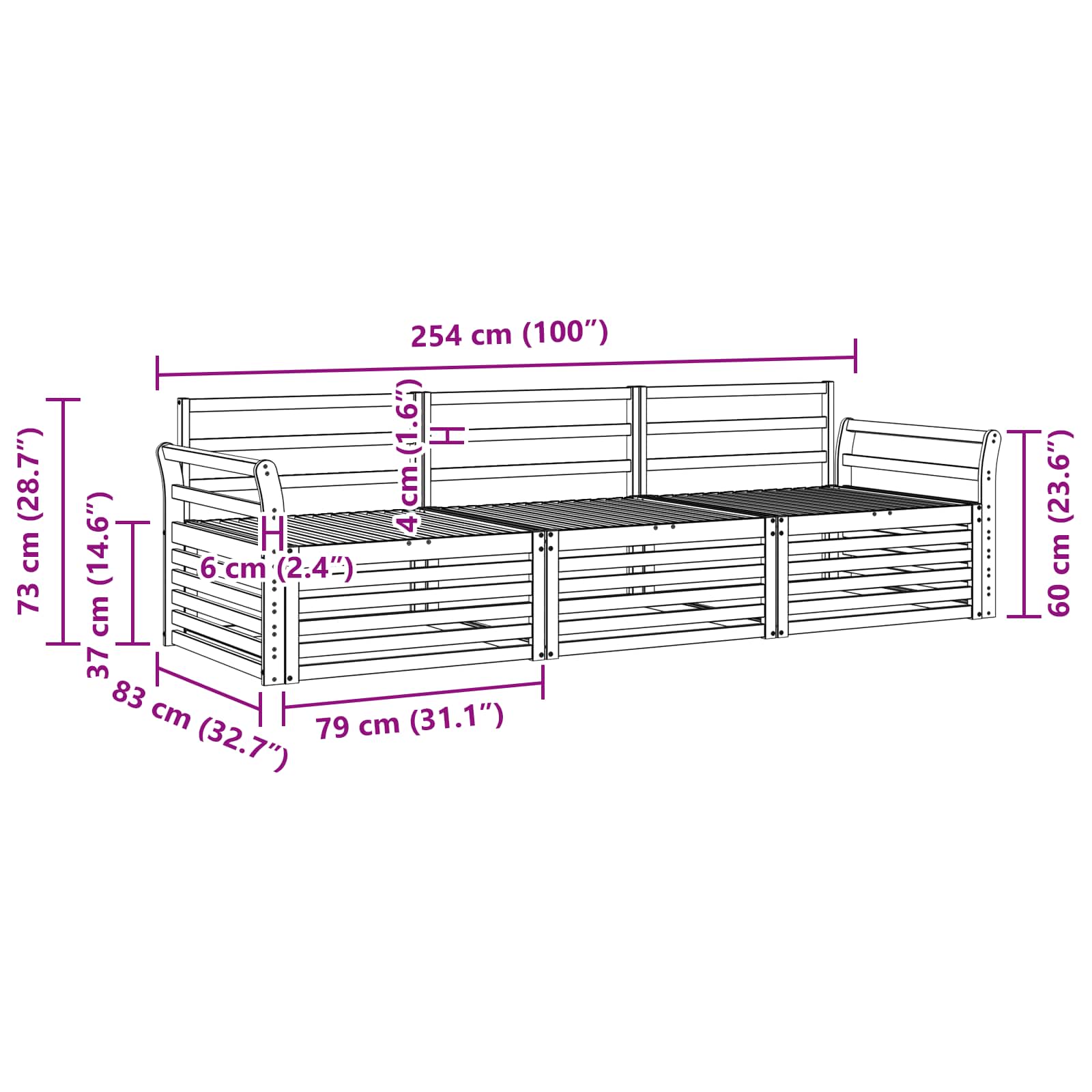 Outdoor-Sofagarnitur 3 pcs Weiß Massivholz Akazie
