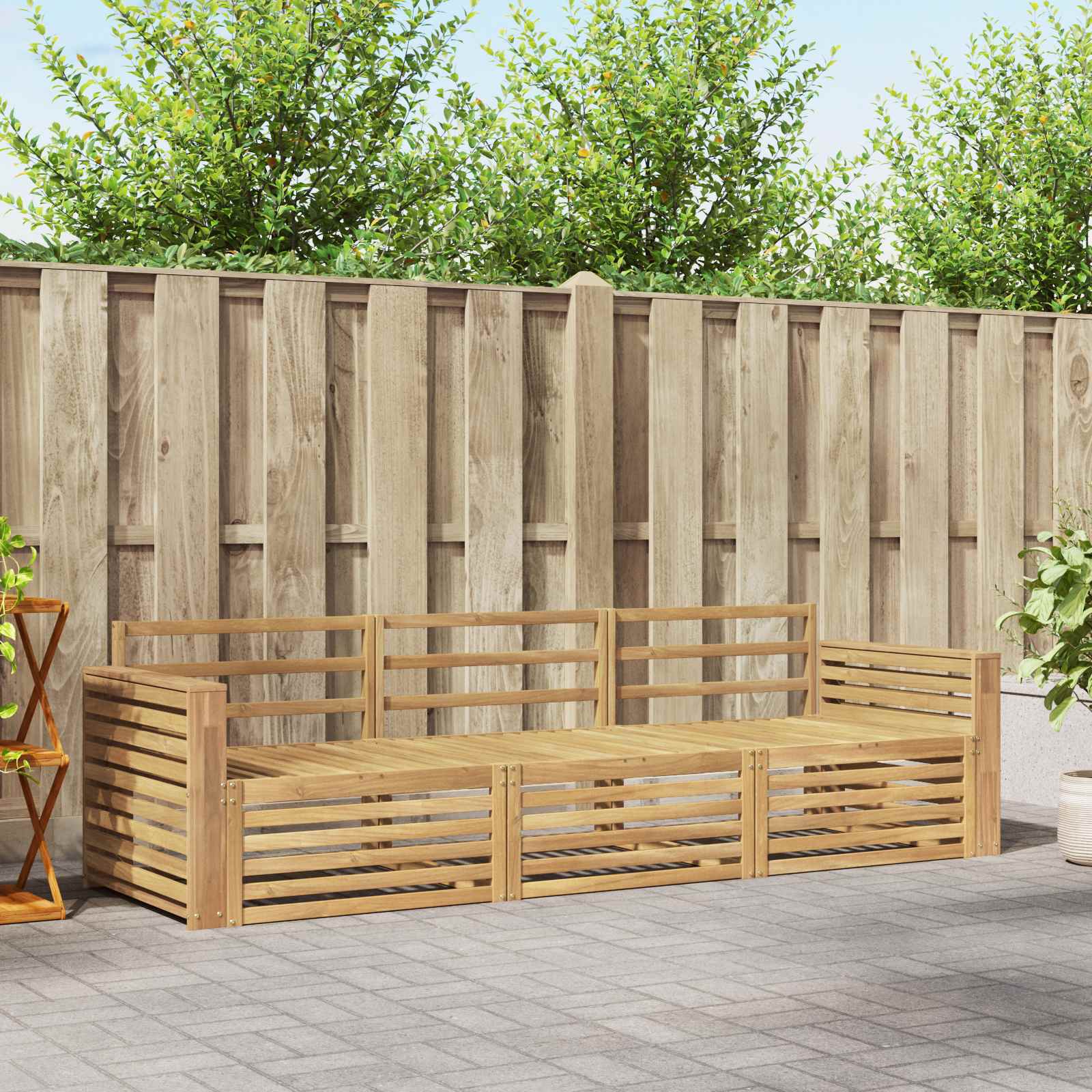 Outdoor-Sofagarnitur 3 pcs Weiß Massivholz Akazie