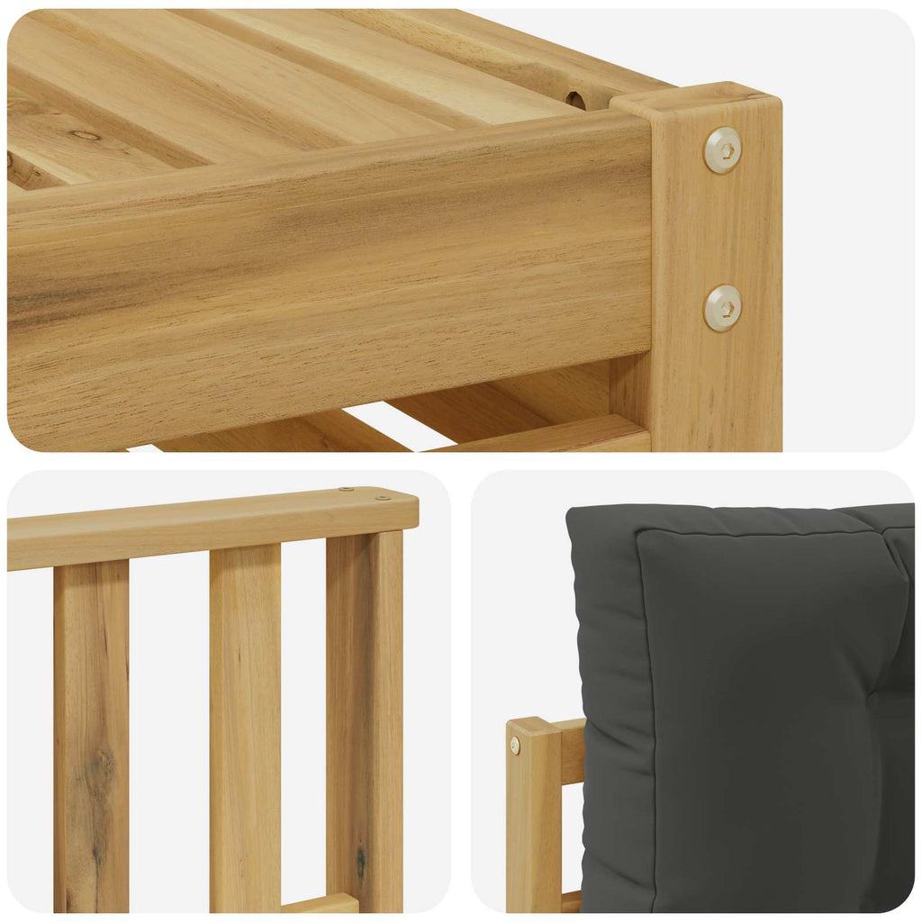 Outdoor-Sofagarnitur 5 pcs Weiß und Anthrazit Massivholz Akazie