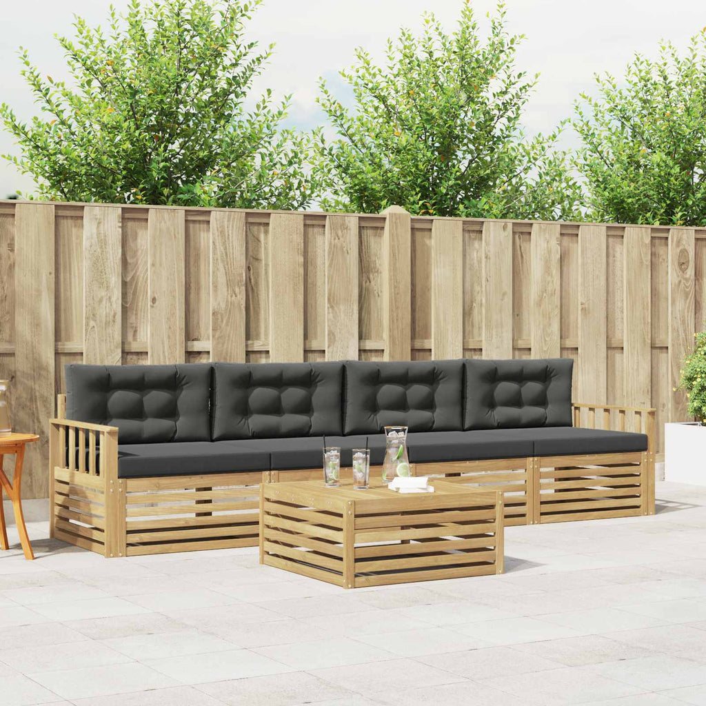 Outdoor-Sofagarnitur 5 pcs Weiß und Anthrazit Massivholz Akazie