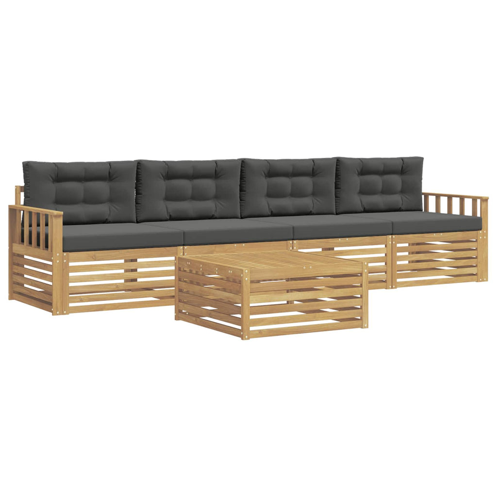 Outdoor-Sofagarnitur 5 pcs Weiß und Anthrazit Massivholz Akazie