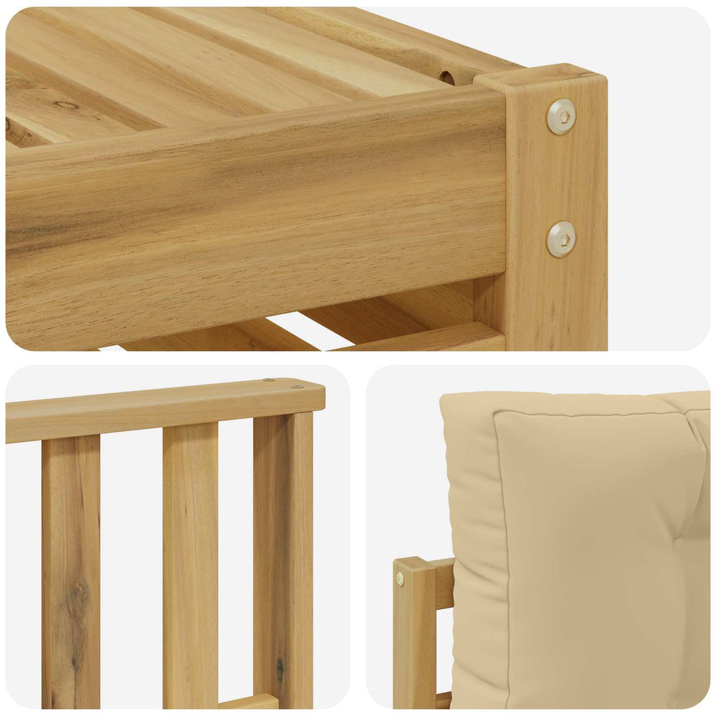Outdoor-Sofagarnitur 5 pcs Weiß und Beige Massivholz Akazie