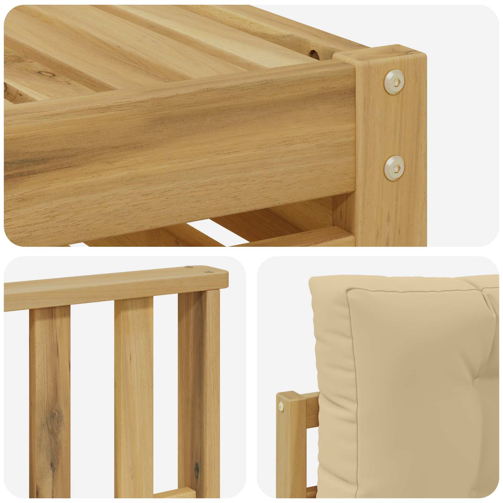 Outdoor-Sofagarnitur 5 pcs Weiß und Beige Massivholz Akazie