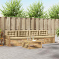 Outdoor-Sofagarnitur 5 pcs Weiß und Beige Massivholz Akazie