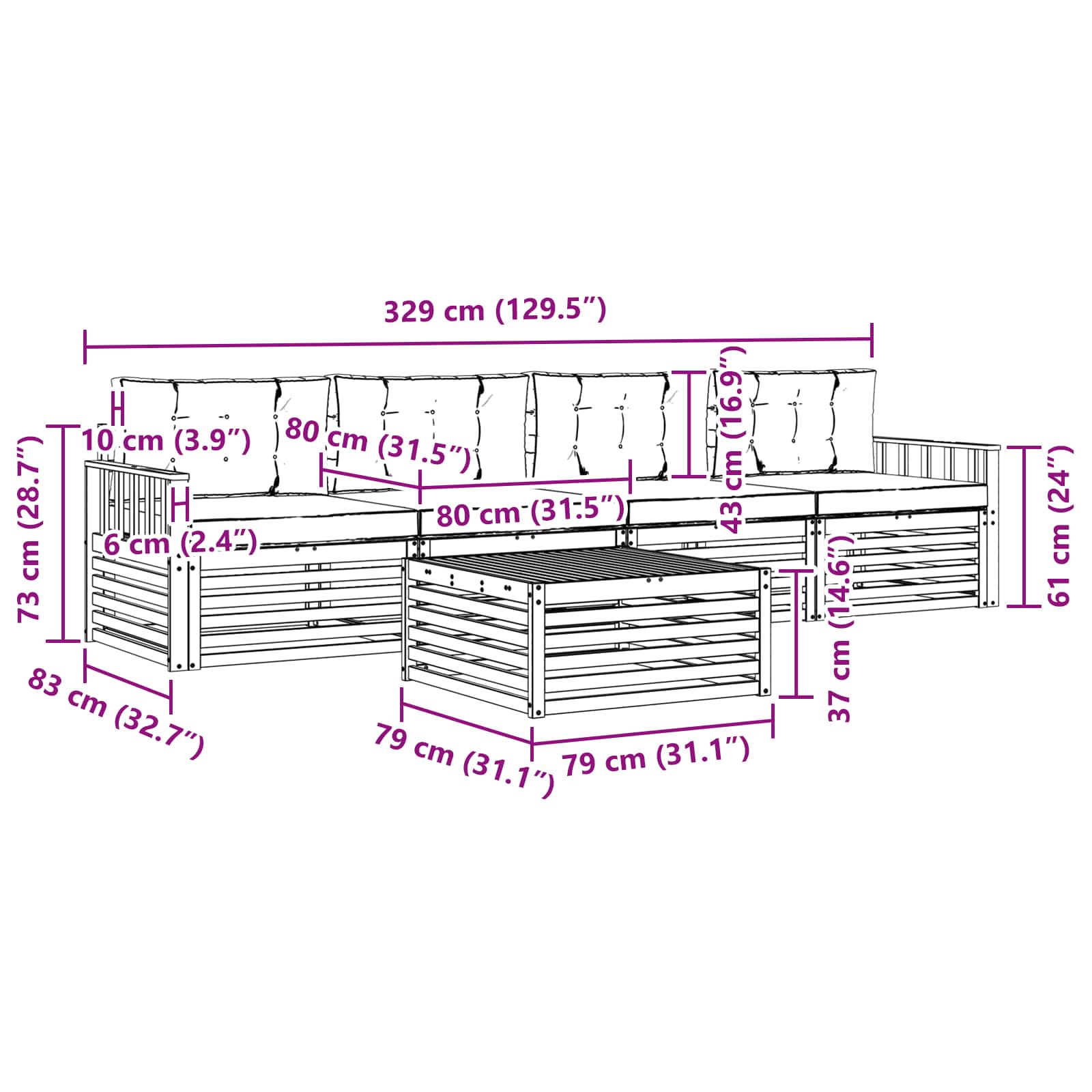 Outdoor-Sofagarnitur 5 pcs Weiß und Beige Massivholz Akazie