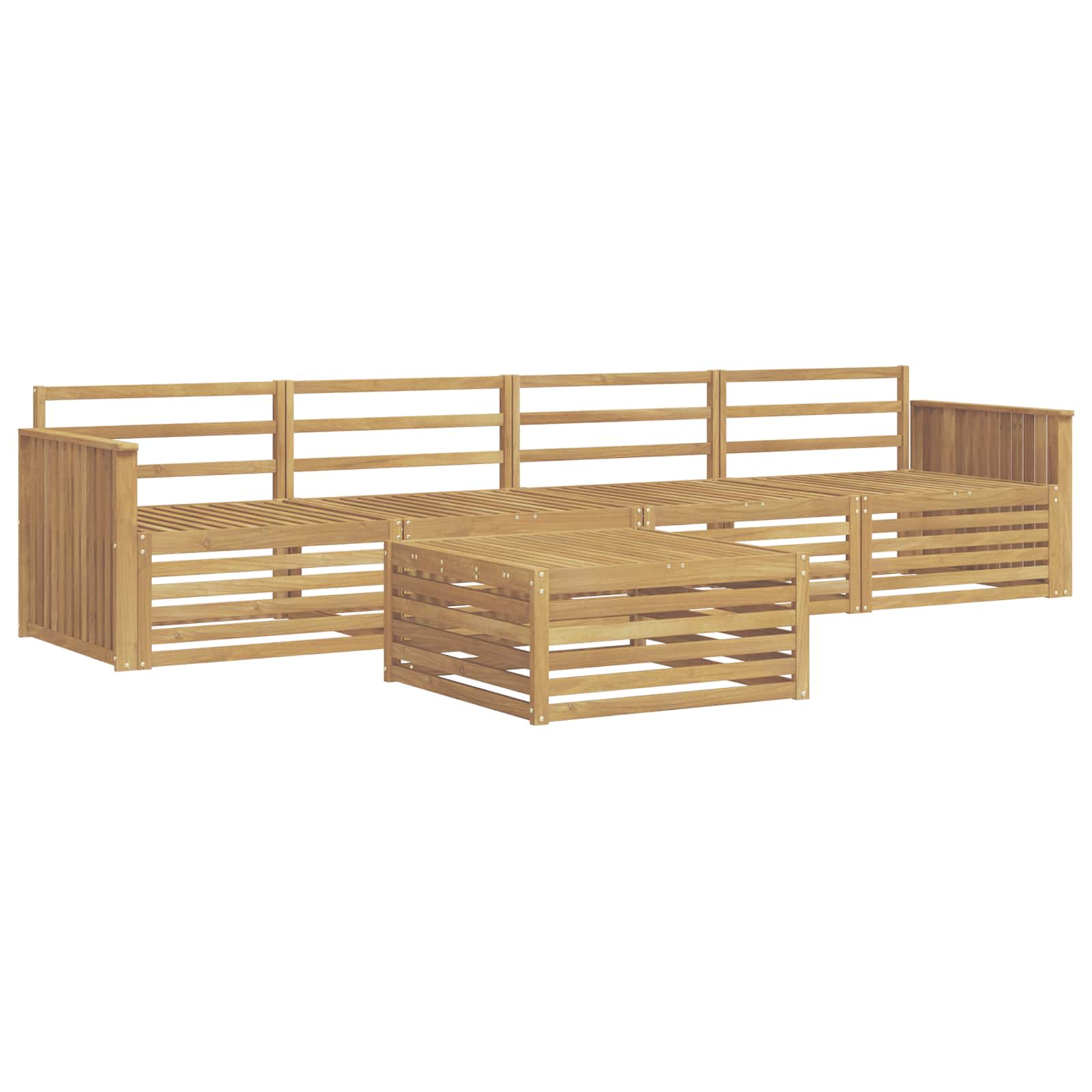 Outdoor-Sofagarnitur 5 pcs Weiß Massivholz Akazie