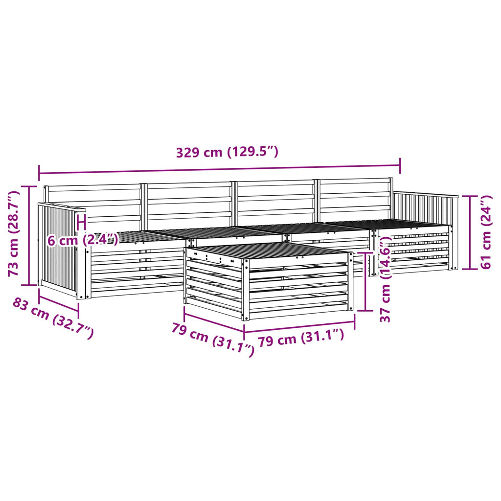 Outdoor-Sofagarnitur 5 pcs Weiß Massivholz Akazie