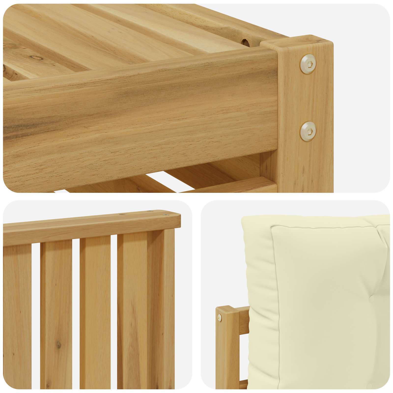 Outdoor-Sofagarnitur 5 pcs Weiß und Creme Massivholz Akazie