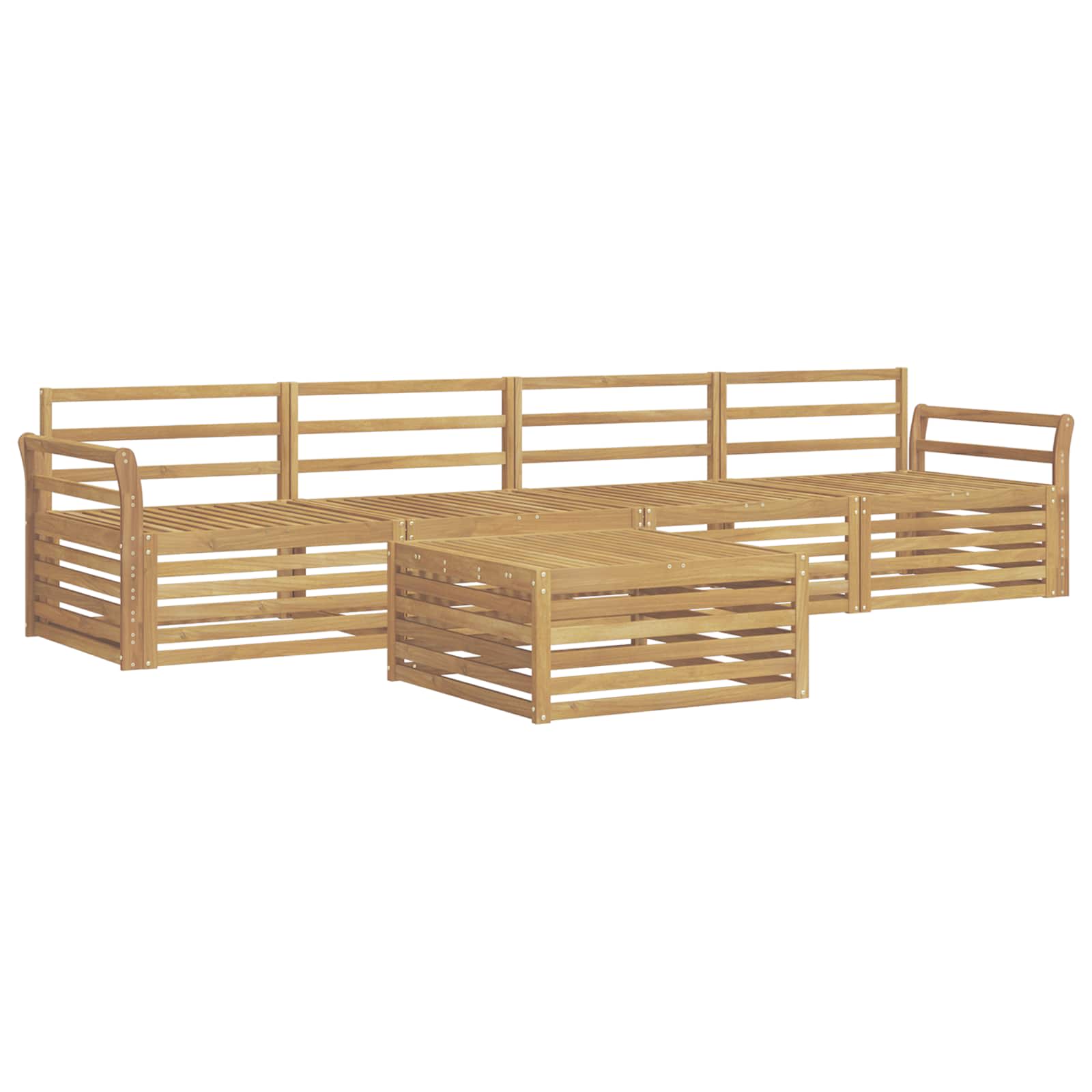 Outdoor-Sofagarnitur 5 pcs Weiß Massivholz Akazie