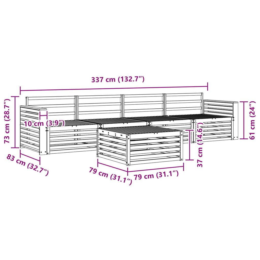 Outdoor-Sofagarnitur 5 pcs Weiß Massivholz Akazie