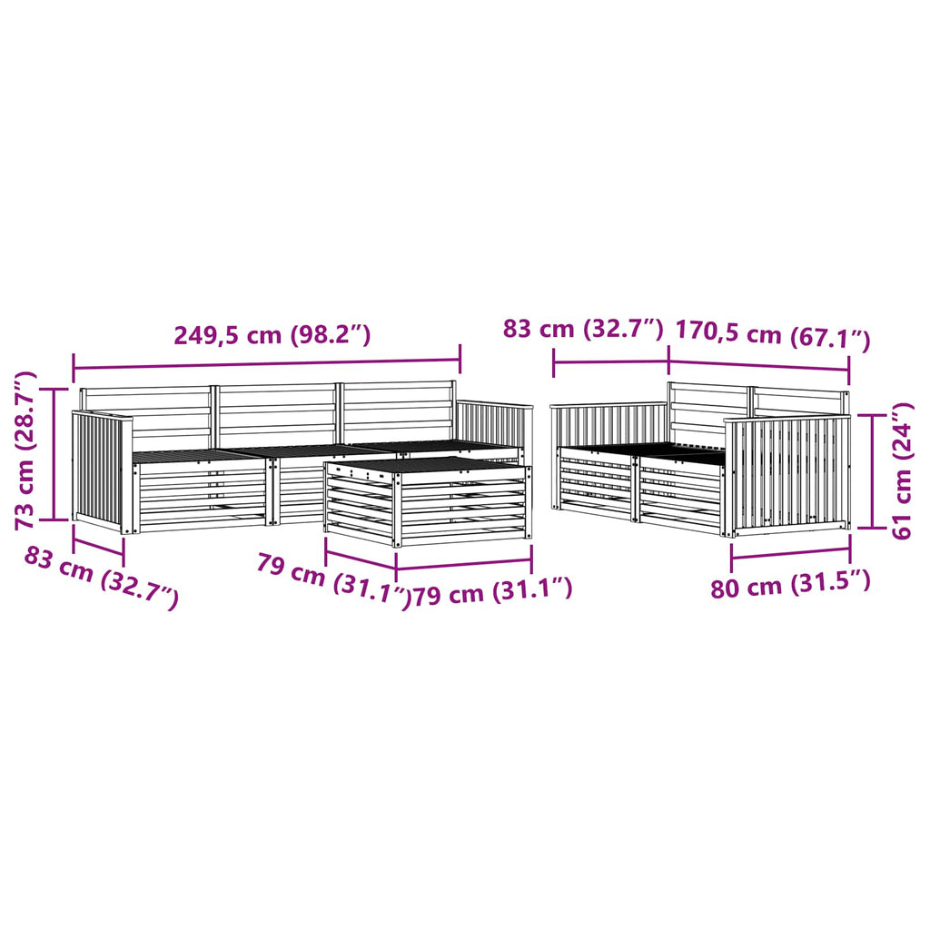 Outdoor-Sofagarnitur 6 pcs Weiß