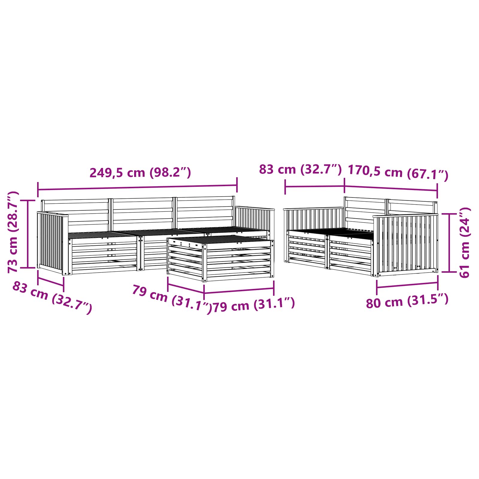 Outdoor-Sofagarnitur 6 pcs Weiß