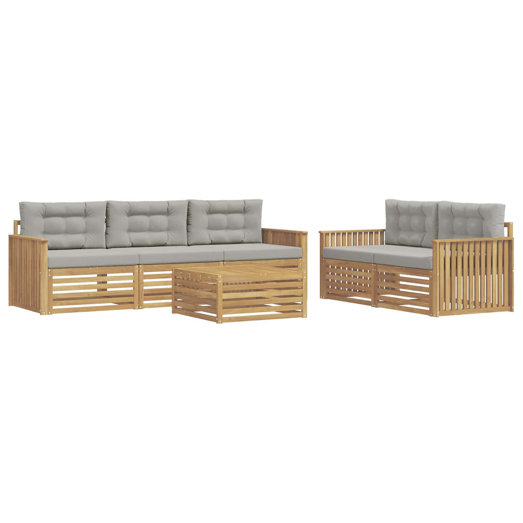 Outdoor-Sofagarnitur 6 pcs Weiß und Hellgrau