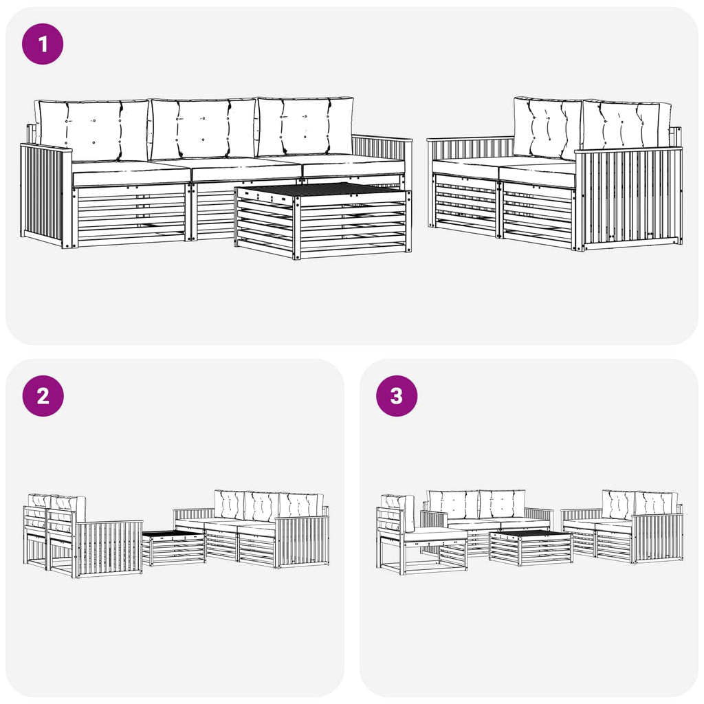 Outdoor-Sofagarnitur 6 pcs Weiß und Hellgrau