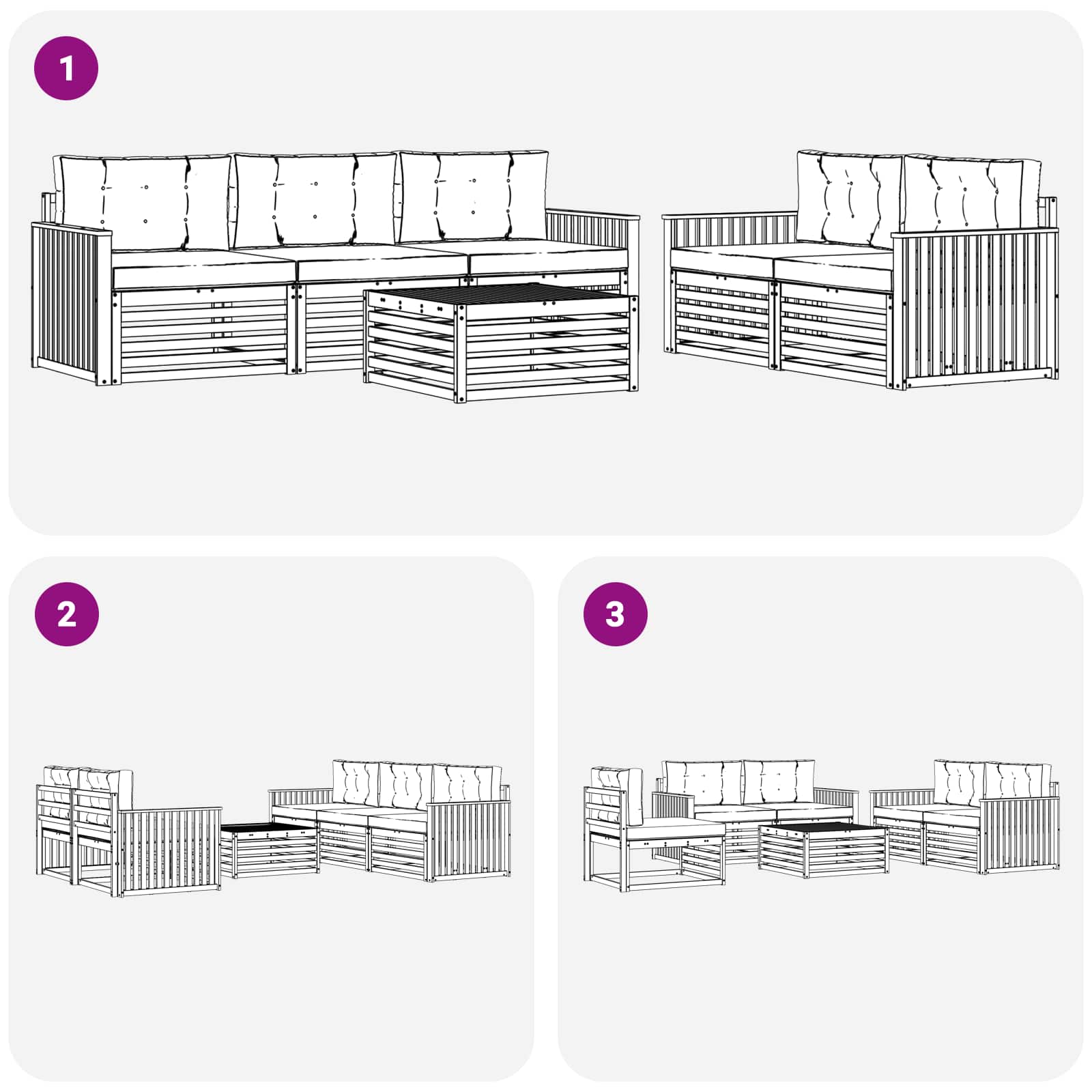 Outdoor-Sofagarnitur 6 pcs Weiß und Hellgrau